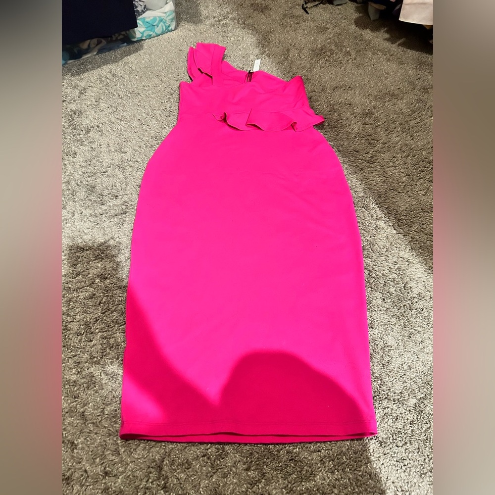 Susana Monaco Hot Pink One-Shoulder Dress - Picture 4 of 13
